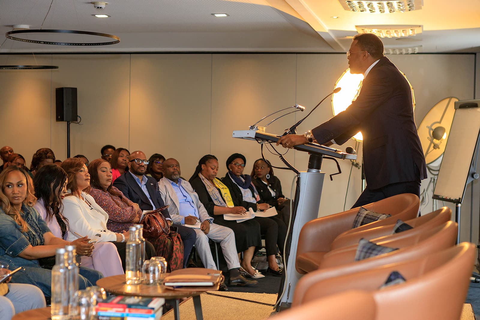 Founder Dr Jean-Clément Diambilay addressing the Richesses d'Afrique Brussels forum.